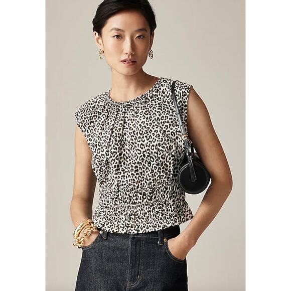 J.Crew | NWT Hyacinth top in leopard cotton poplin | Sz S - Picture 1 of 9